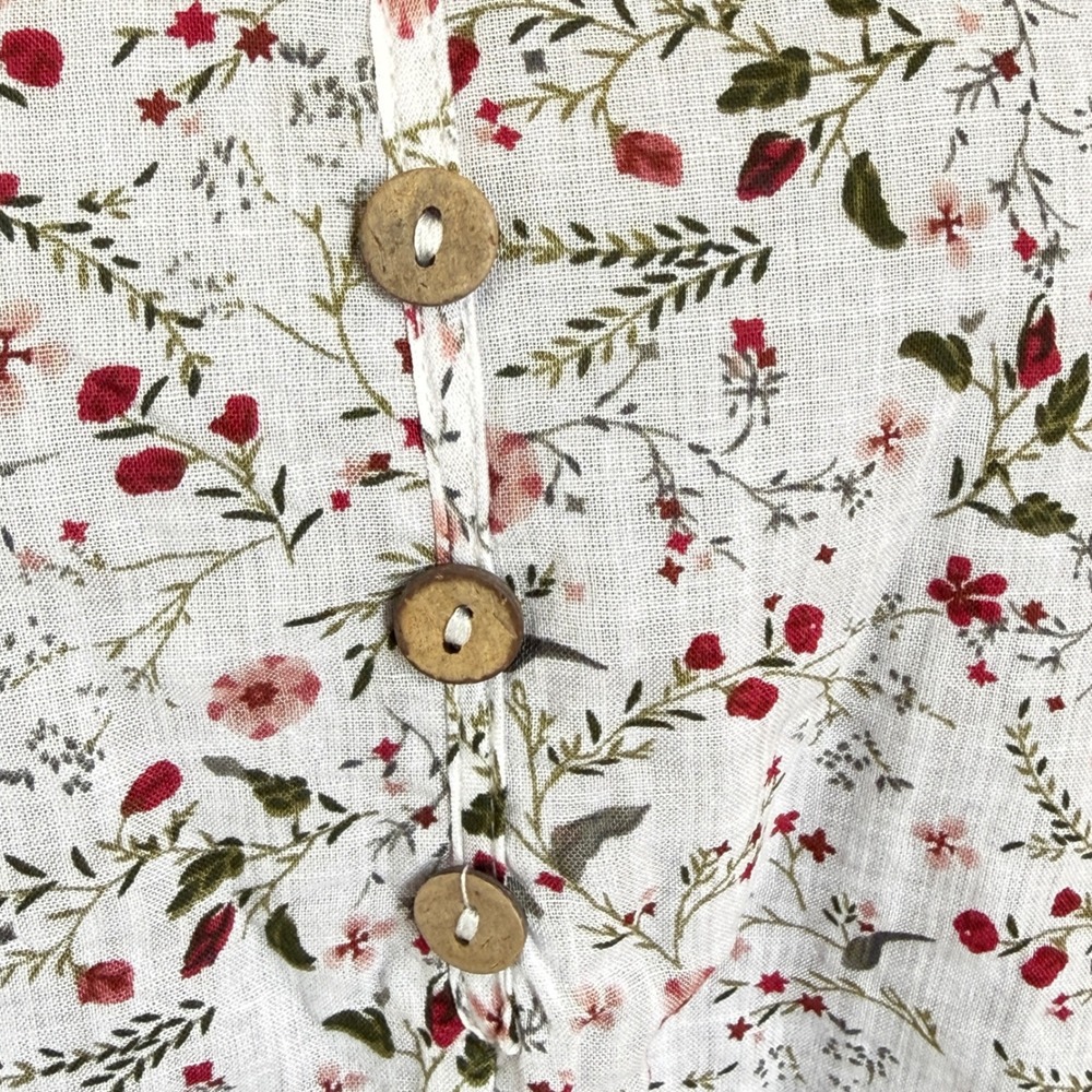 April Cornell Style Cottagecore Floral Tunic White 100% Cotton Plum Lining Med. - Picture 6 of 16